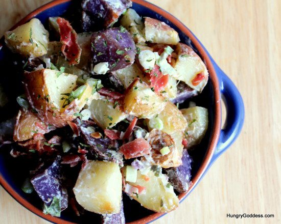 Hungry Goddess - Roasted Potato Salad with Prosciutto and Lemon Caper Dressing